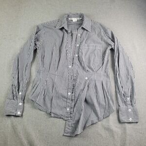 Veronica Beard Shirt Womens Size 2 Striped Asymmetric Button Up Long Sleeve